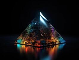 Futuristic abstract pyramid geometric background created with technology photo