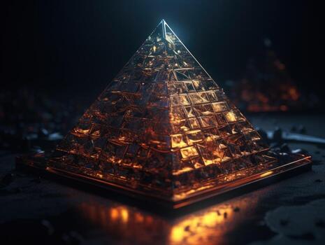 Futuristic abstract pyramid geometric background created with technology photo