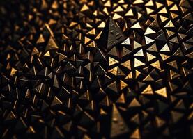 Futuristic abstract golden pyramid geometric background created with technology photo