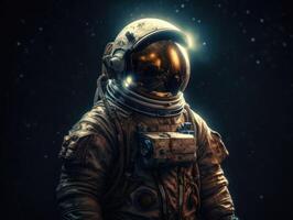 Astronaut in spacesuit against the background of the night sky Created with technology photo