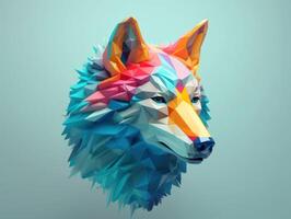 Minimalistic Wolf made of colorful origami paper Created with technology photo