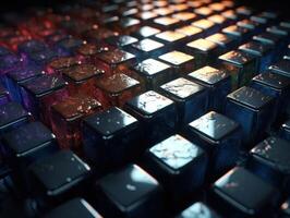 Futuristic metallic cubes background Abstract geometric mosaic grid Square tiles pattern technology photo