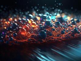 Abstract molecule model on dark background Created with technology. photo