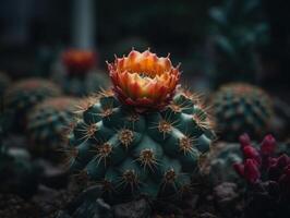 Miniature home flowers succulents and cactus in the garden Created with technology photo