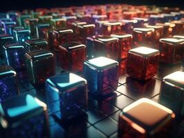 Futuristic glass cubes background Abstract geometric mosaic grid Square tiles pattern technology photo