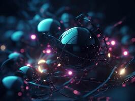 Abstract molecule model on dark background Created with technology. photo
