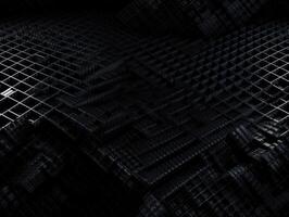 Dark black Geometric grid background Modern dark abstract texture Created with technology. photo