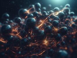 Abstract molecule model on dark background Created with technology. photo