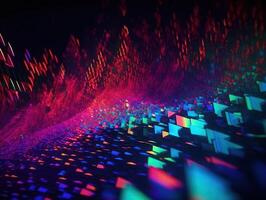 neón luces cromático holográfico líquido dinámica formas en oscuro antecedentes creado con generativo ai tecnología. foto