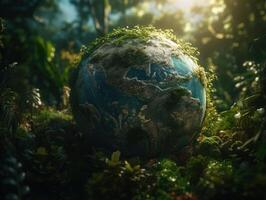 Green planet earth day nature protection concept Created with technology photo