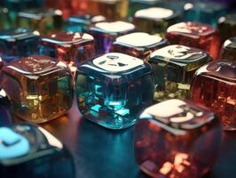 Futuristic glass cubes background Abstract geometric mosaic grid Square tiles pattern technology photo