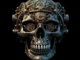 Abstract fantasy colorful mechanical skull background created with technology. photo