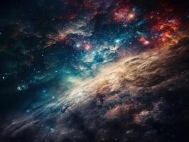 Night sky Universe filled with stars and nebula Galaxy abstract cosmos background. photo