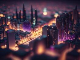 Futuristic city landscape cityscape isometric view Night city Created with technology photo