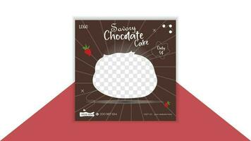 Modern sweet chocolate cake social media banner and web banner design vector template.