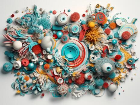 Composition with abstract geometric shapes and primitives Modern Art created with technology photo