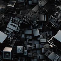 Dark black Geometric grid background created with technology photo