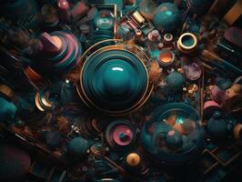 Composition with abstract geometric shapes and primitives Modern background created with technology photo