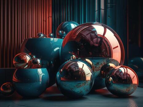 Composition with abstract geometric shapes and primitives Modern background created with technology photo