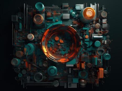 Composition with abstract geometric shapes and primitives Modern background created with technology photo