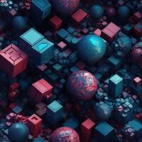 Colorful seamless geometric pattern created with technology photo