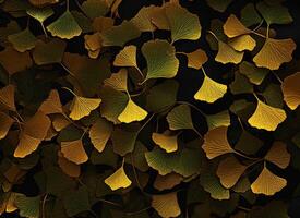 Ginkgo biloba leaves Dark background created with technology photo