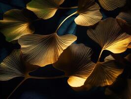 Ginkgo biloba leaves Dark background created with technology photo