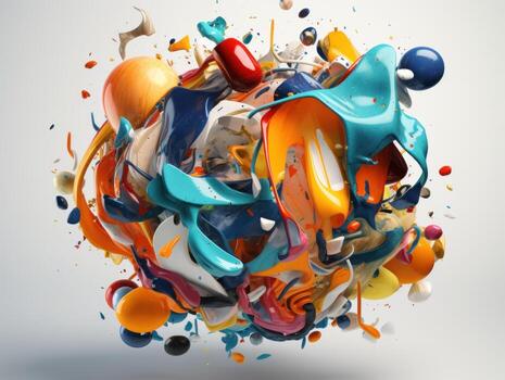 Composition with abstract geometric shapes and primitives Modern Art created with technology photo