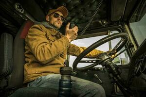 Trucker Driver CB Radio Talk Inside a Truck photo