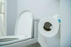 Restroom with Fresh Roll of Toilet Paper photo