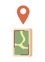 Mobile navigation semi flat colour vector object. GPS map route navigator. Online tracking. Editable cartoon clip art icon on white background. Simple spot illustration for web graphic design