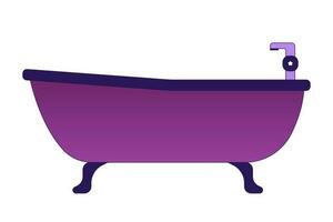 Bathtub with faucet in bathroom flat vector cartoon icon. Bath time in spa. Editorial, magazine spot illustration. Colorful object isolated on white. Editable 2D simple drawing, graphic design