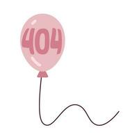 Balloon floating vector empty state illustration. Editable 404 not found for UX, UI design. Birthday party. Balloon in sky isolated flat cartoon object on white. Error flash message for website, app