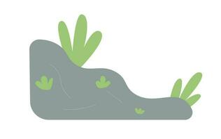 Rock slope with plants semi flat colour vector object. Overgrown rocky road. Hiking trail. Editable cartoon clip art icon on white background. Simple spot illustration for web graphic design