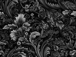 Seamless pattern Royal vintage Victorian Gothic background Rococo venzel and whorl created with technology. photo
