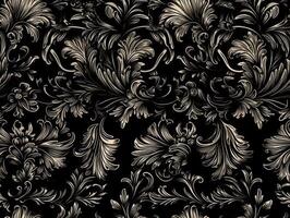 Seamless pattern Royal vintage Victorian Gothic background Rococo venzel and whorl created with technology. photo