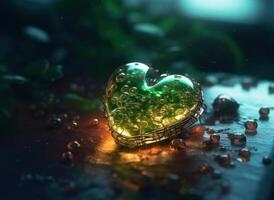 Green heart that represents environmental protection created with technology. photo