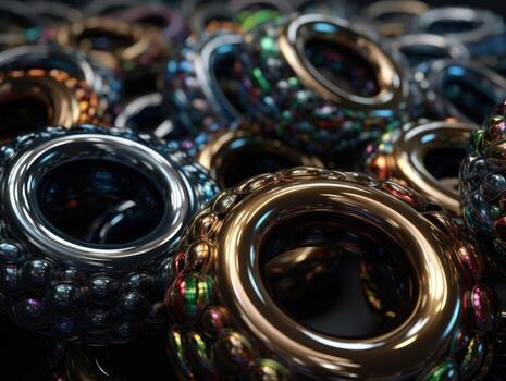 Futuristic abstract torus geometric background created with technology. photo