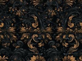 Seamless pattern Royal vintage Victorian Gothic background Rococo venzel and whorl created with technology. photo