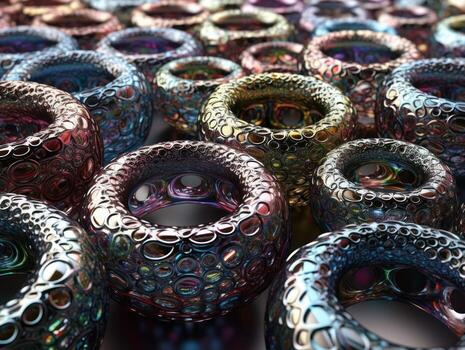 Futuristic abstract torus geometric background created with technology. photo