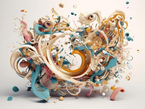 Composition with abstract geometric shapes and primitives Modern Art created with technology photo