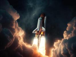 Space shuttle taking off into the sky Created with technology photo