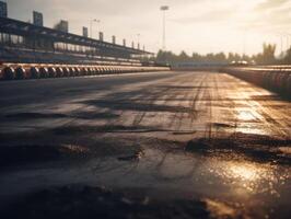 carrera pista vacío asfalto la carretera concepto conducción en un vacío la carretera carreras Deportes concepto creado con generativo ai tecnología foto