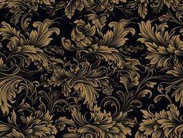 Seamless pattern Royal vintage Victorian Gothic background Rococo venzel and whorl created with technology. photo