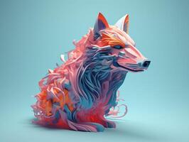 Minimalistic Wolf made of colorful origami paper Created with technology photo