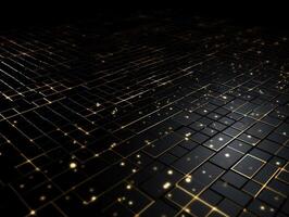 Dark black mosaic background with golden lines Art Deco luxury style texture Created with technology photo