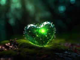 verde corazón ese representa ambiental proteccion creado con generativo ai tecnología. foto