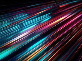 Neon lights diagonal lines on dark background Created with technology photo