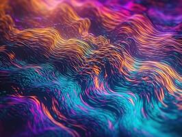 Neon lights Chromatic Holographic liquid dynamic shapes on dark background Created with technology. photo