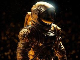 Astronaut in spacesuit against the background of the night sky Created with technology photo